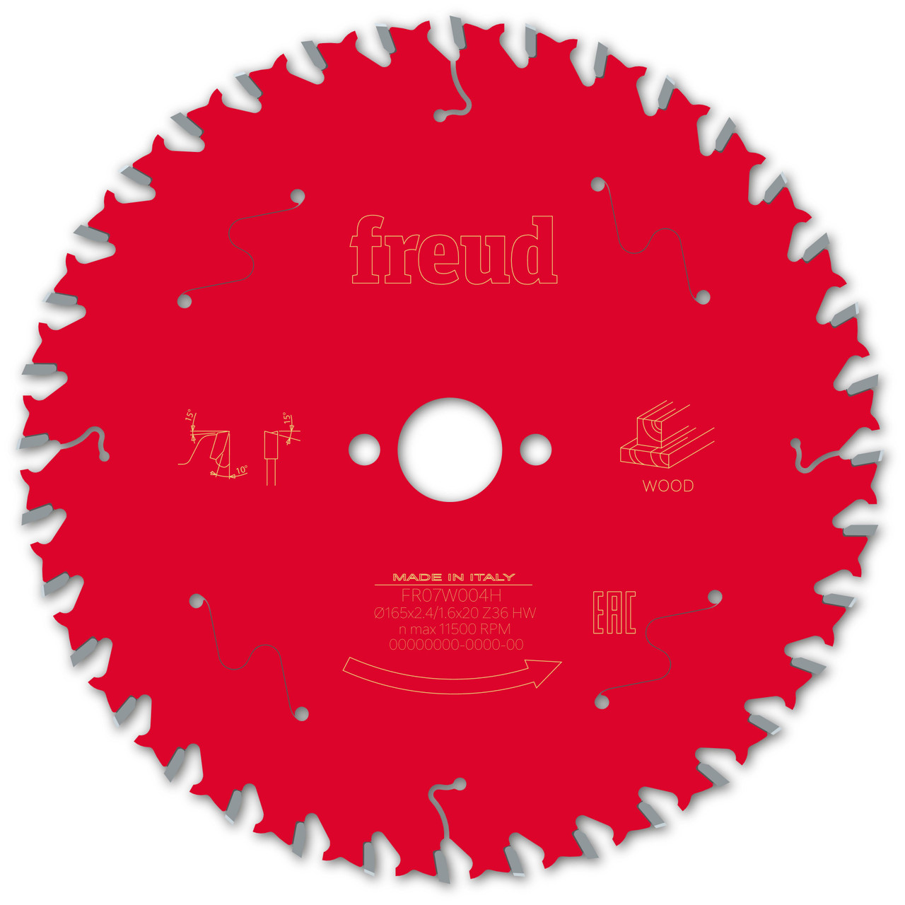 Freud Wood Circular Saw Blade 165mm x 20mm x 2.4mm x 36T (F03FS09689)