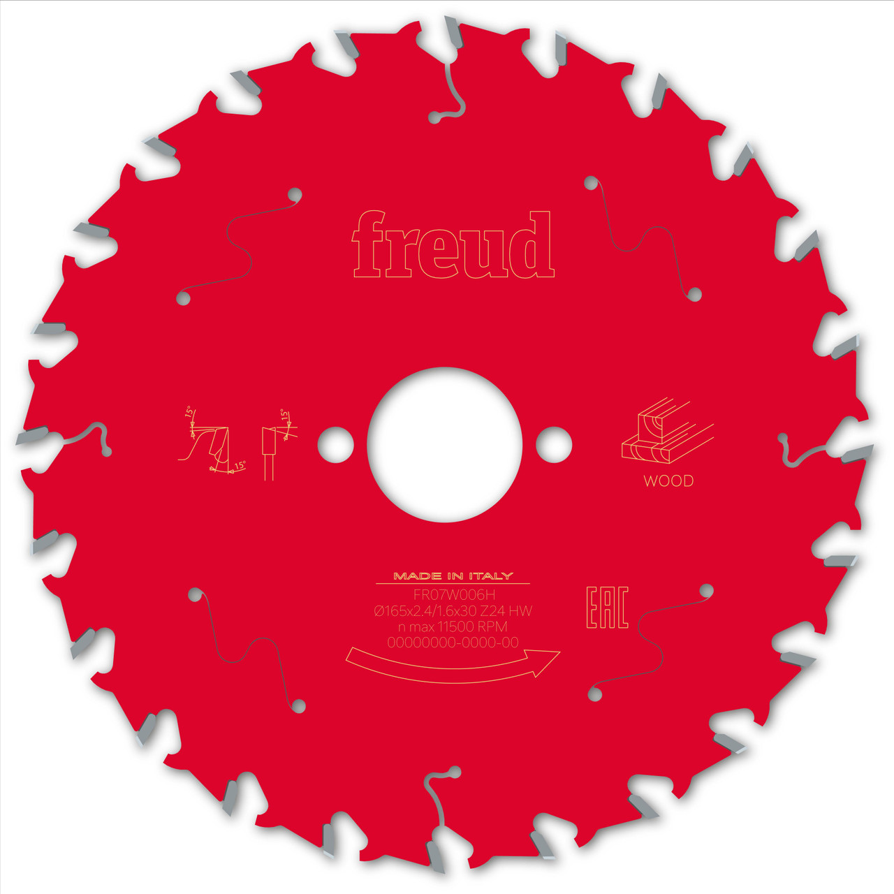 Freud Wood Circular Saw Blade 165mm x 30mm x 2.4mm x 24T (F03FS09691)