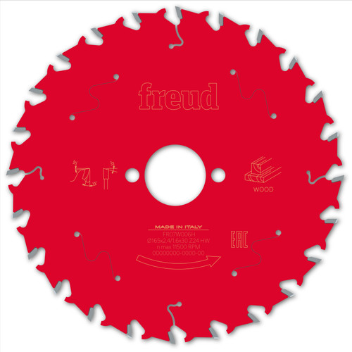 Freud Wood Circular Saw Blade 165mm x 30mm x 2.4mm x 24T (F03FS09691)