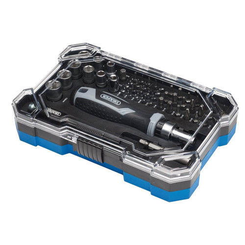 Draper Soft Grip Ratchet Screwdriver and Bit Set (55 Piece) (13442)
