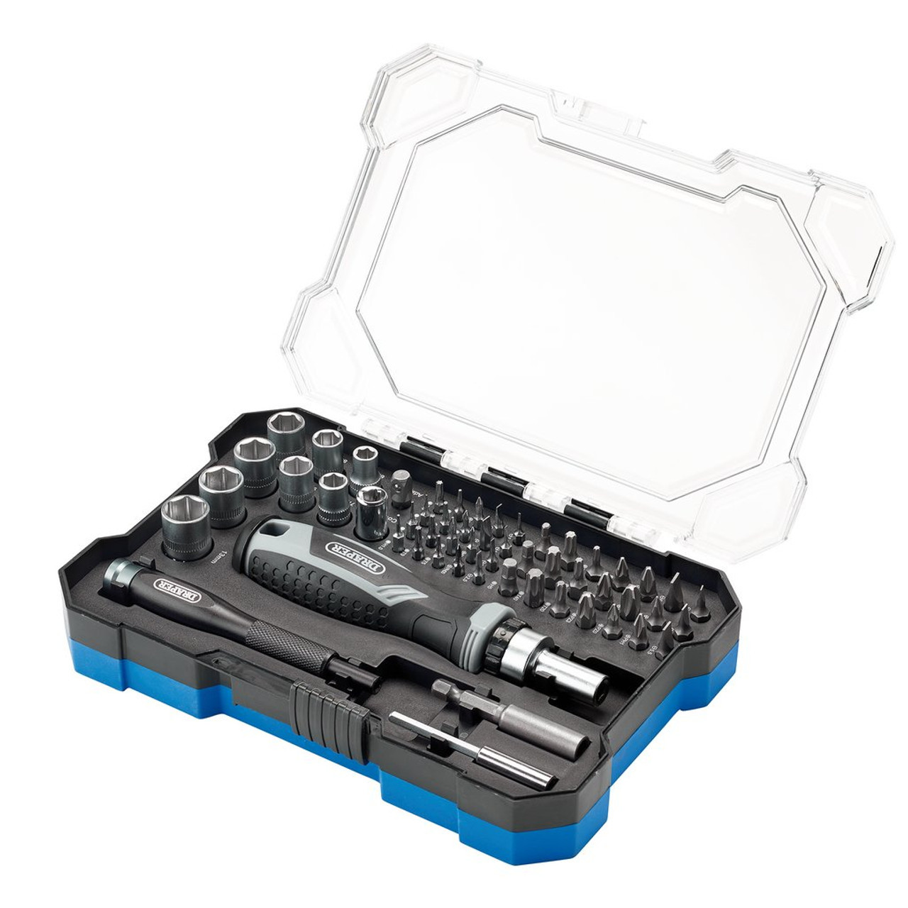 Draper Soft Grip Ratchet Screwdriver and Bit Set (55 Piece) (13442)