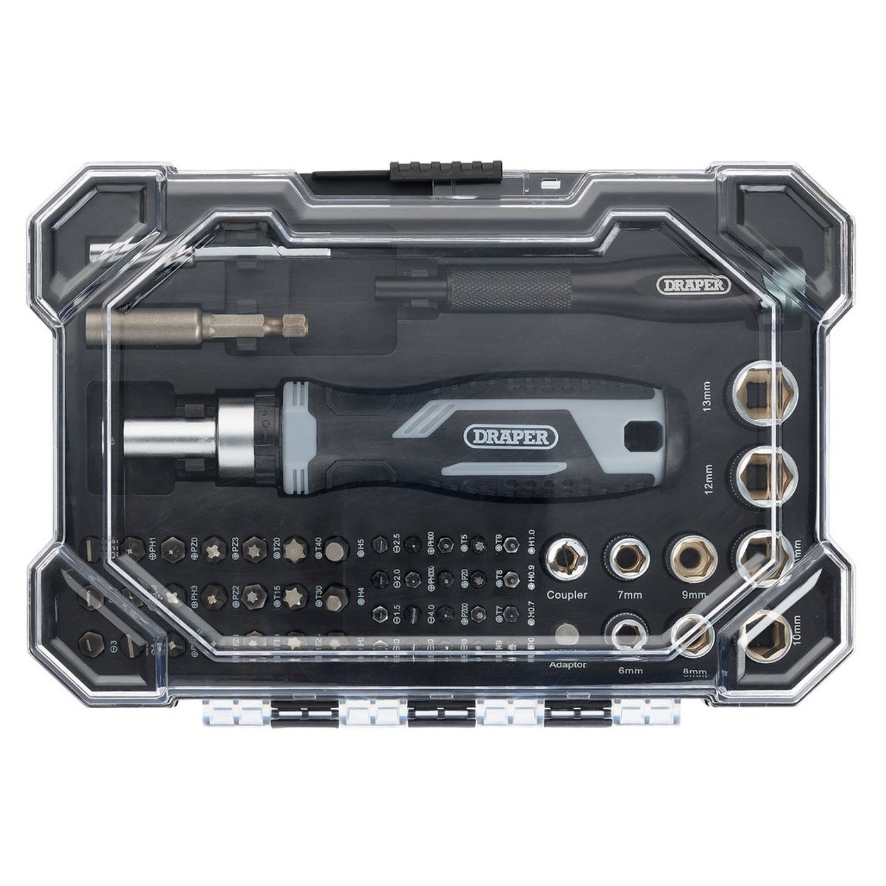 Draper Soft Grip Ratchet Screwdriver and Bit Set (55 Piece) (13442)