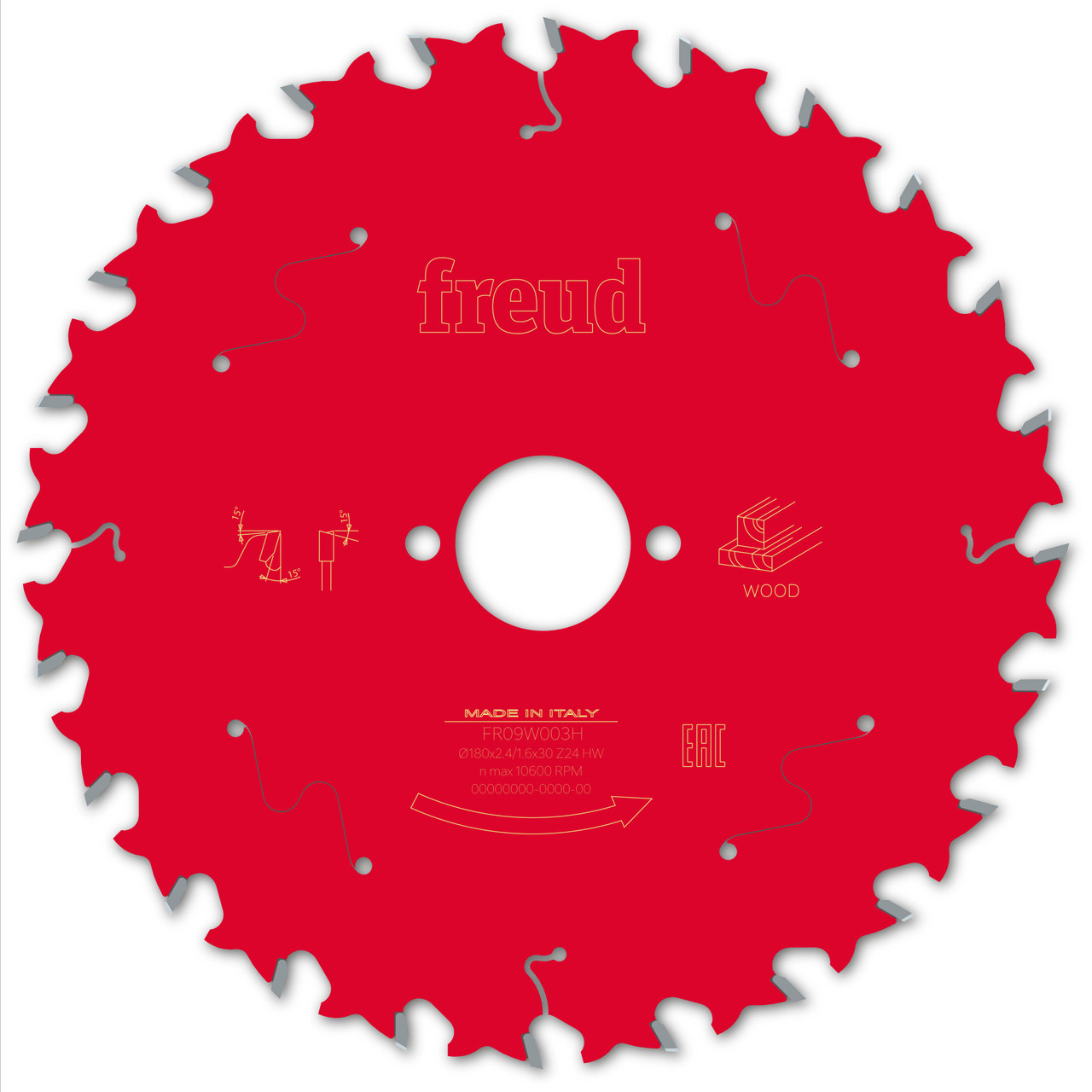 Freud Wood Circular Saw Blade 180mm x 30mm x 2.4mm x 24T (F03FS09698)