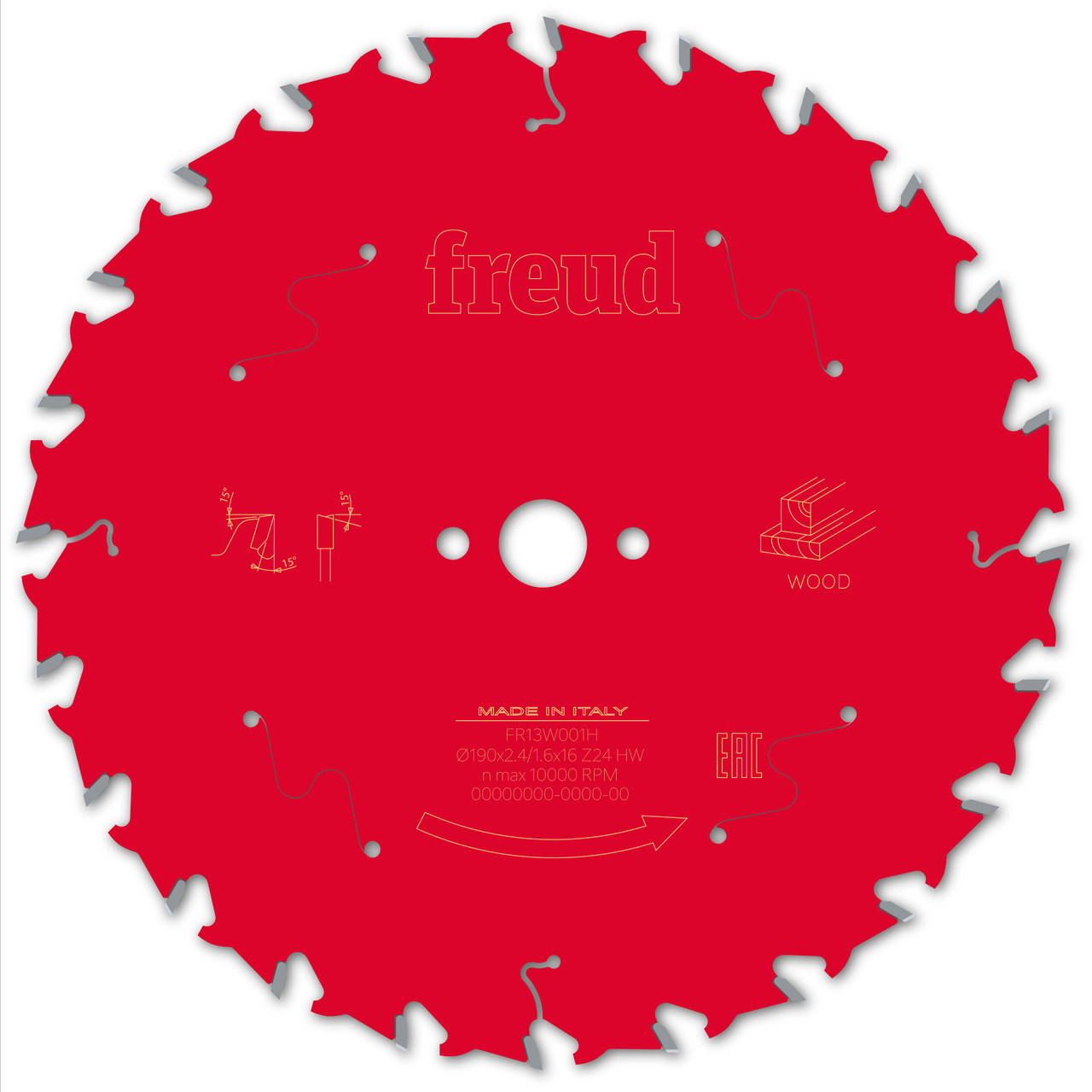 Freud Wood Circular Saw Blade 190mm x 16mm x 2.4mm x 24T (F03FS09712)