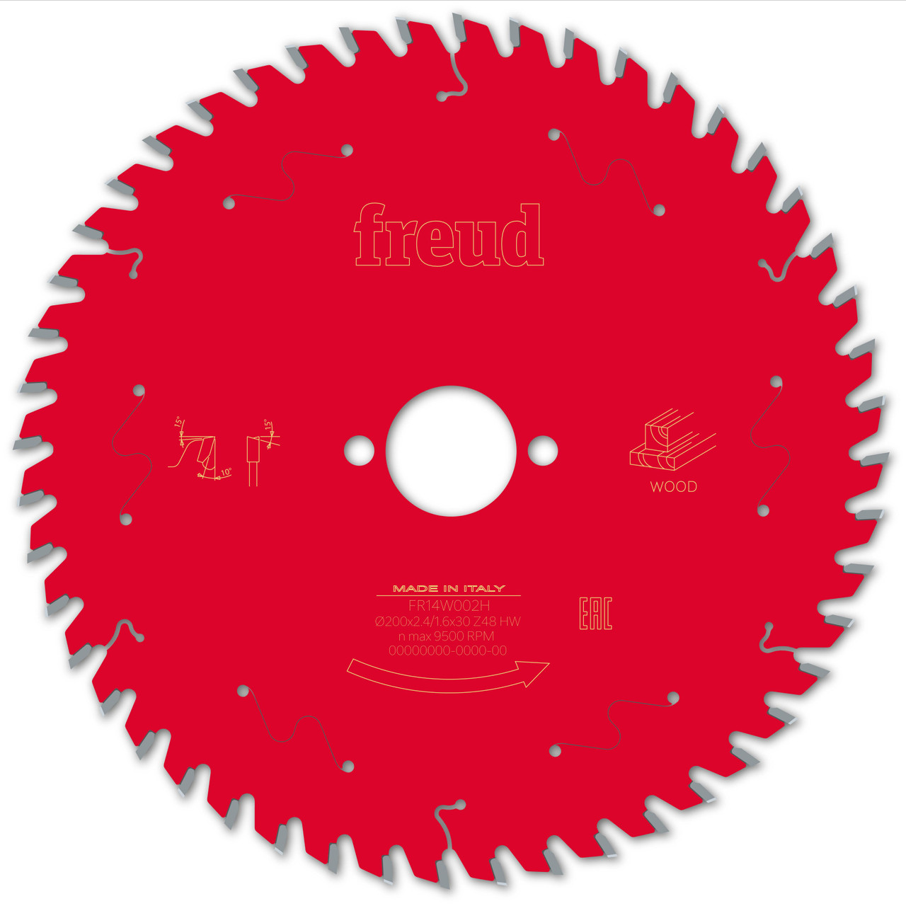 Freud Wood Circular Saw Blade 200mm x 30mm x 2.8mm x 48T (F03FS09722)