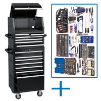 Draper 98885 13-drawer roller tool cabinet and chest with Expert Quality hand tools.