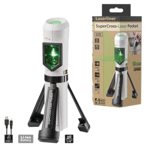 Laserliner SuperCross-Laser Pocket | Green Line Laser with Tripod