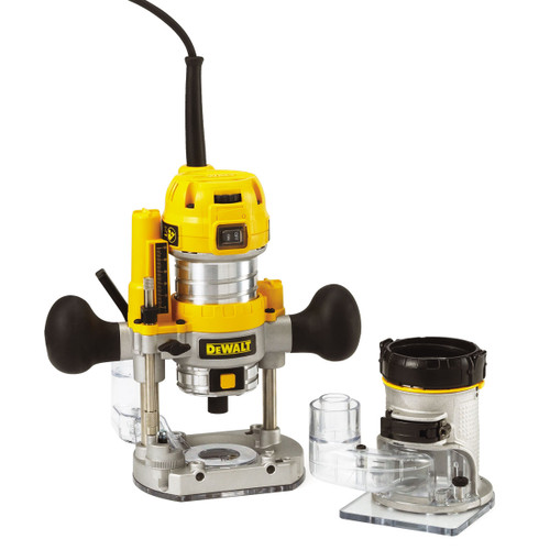 Dewalt 900W 1/4" (8mm) Premium Plunge & Fixed Base Router Combination (240V)