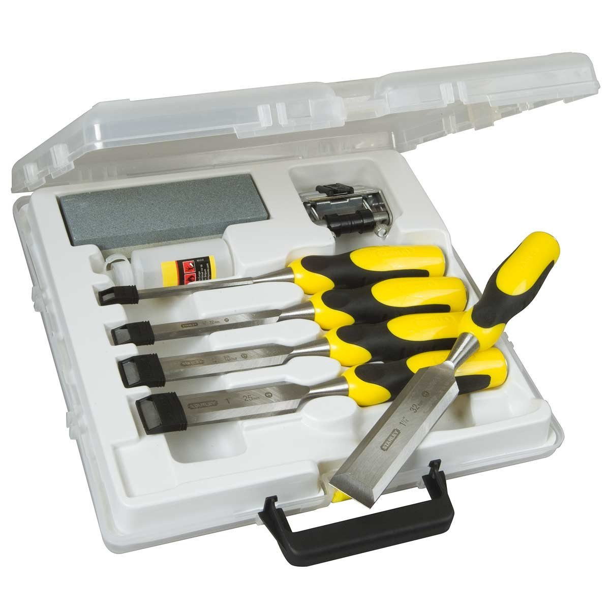 Stanley Dynagrip 5 Piece Strike Cap Chisel Set With Oilstone (STA516421)