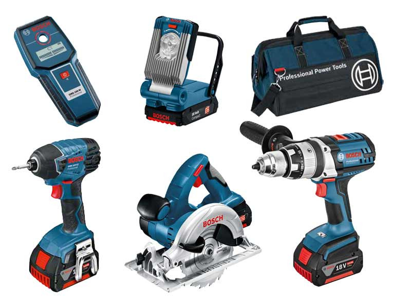 Bosch BAG+5RS 18v 5 piece Cordless Tool kit with 3 x 4.0Ah in Bag  (0615990G8L)
