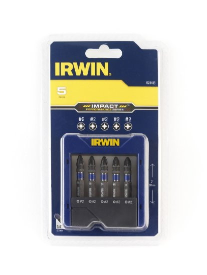 NEW IRWIN IMPACT SCREWDRIVER POCKET BIT SET OF 5 X PZ2