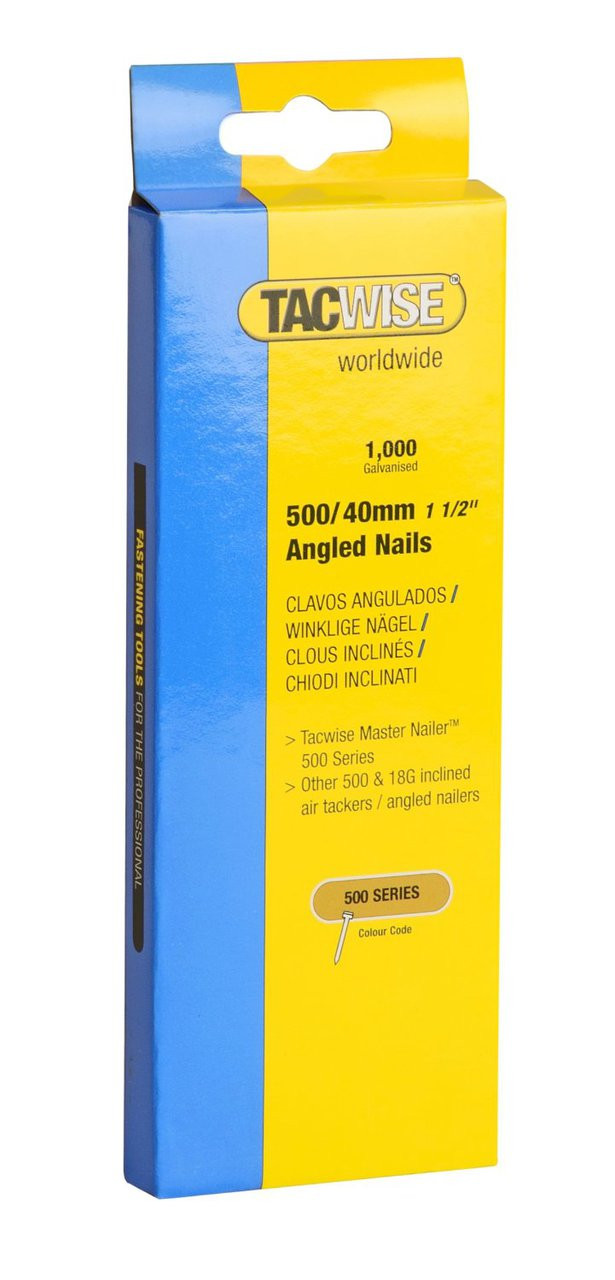 Tacwise 500 40MM 18G Angled Nails 1000 400ELS 0483