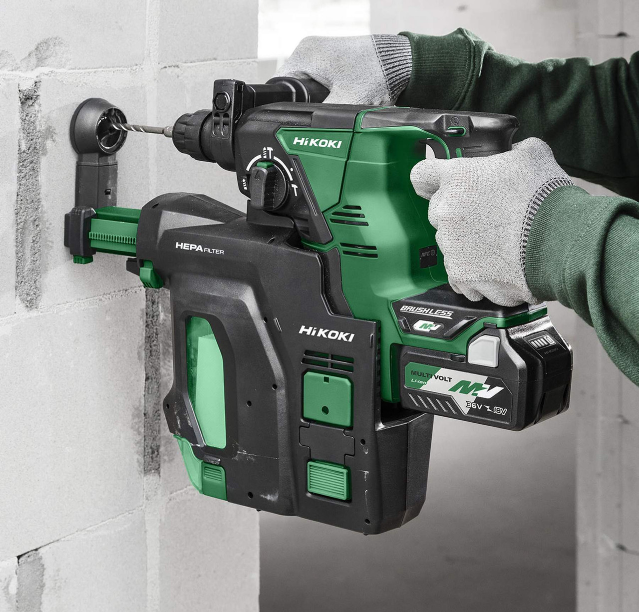 HiKoki DH36DPB 36V Cordless Rotary Hammer with Dust Extractor