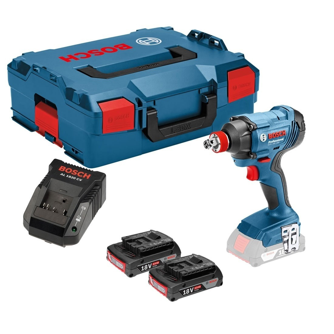 Bosch GDX 18 V-180 18V Impact Wrench 2 x 2Ah Batteries