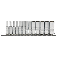 Draper 16490 1/4" SQ. DR. DEEP METRIC SOCKETS ON METAL RAIL (13 PIECE)