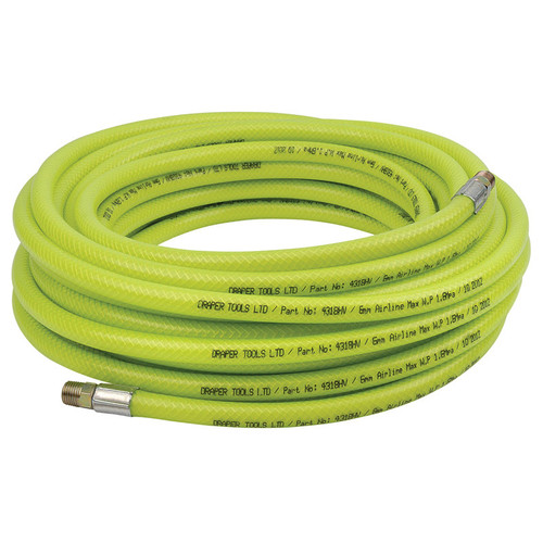 Draper 15.2M 1/4"BSP 6mm Bore High-Vis Air Line Hose