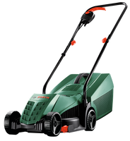 Bosch EasyRotak 32-225 green electric lawnmower with 31L grass box and Ergoflex handles.