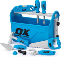 OX Tools  Pro Plastic Children's Toy Tool Set 8 x Tools & Tote Toolbox