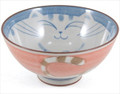 Smiling Pink Cat Porcelain Rice Bowl 4-1/2in