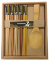 Wooden Chopsticks Reusable Japanese Chinese Korean Bamboo Chop Sticks with Rice Paddle Scoop Gift Boxed Set Dishwasher Safe