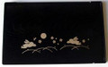 Set of 2 Japanese Serving Tray Tea Tray Sushi Plate Plastic Black Tray Snack Plate, Bunny Rabbit and Moon Print, Made in Japan, 10 x 6-¼ inch