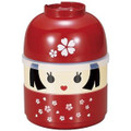 apanese Lunch Bento Box for Girl Cute Kokeshi Doll Design Cherry Blossom Pattern, Made in Japan, Red Sakura Girl