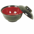 Black/Red Melamie Miso Soup Vegetable Bowl With Lid 10oz