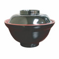 Black/Red Melamie Miso Soup Vegetable Bowl With Lid 21oz