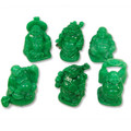 Set of 6 Lucky Laughing Buddha Statue Jade Color