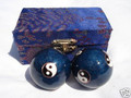 Hand Exercise Balls Stress Relief Balls Hand Therapy Balls Chinese Baoding Balls Massage Balls, Blue Color with Taichi