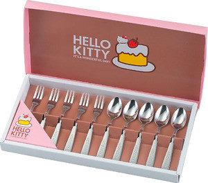 Hello Kitty Stainless Steel Basic Spoon Fork Set Made in Korea BPA Free