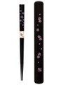Black Japanese Travel Chopsticks with Case Sakura #0023