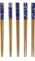 Bamboo Chopsticks Reusable Japanese Chinese Korean Wood Chop Sticks Hair Sticks 5 Pair Gift Set Dishwasher Safe, 9 inch (1, Blue Print)