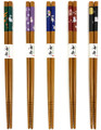 Bamboo Chopsticks Reusable Japanese Chinese Korean Wood Chop Sticks Hair Sticks 5 Pair Gift Set Dishwasher Safe, 9 inch, Bunny/Natural
