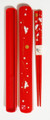 Red Japanese Travel Chopsticks with Case Bunny #0702