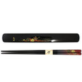 Black/Red Japanese Travel Chopsticks with Case Yuzen #0016