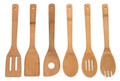 Set of 6 Bamboo Cooking Spatulas Cooking Fork Cooking Spoon Cooking Turner Kitchen Utensils, 12 inches, 1 Set