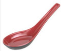 5x Red/Black Plastic Chinese Soup Spoons
