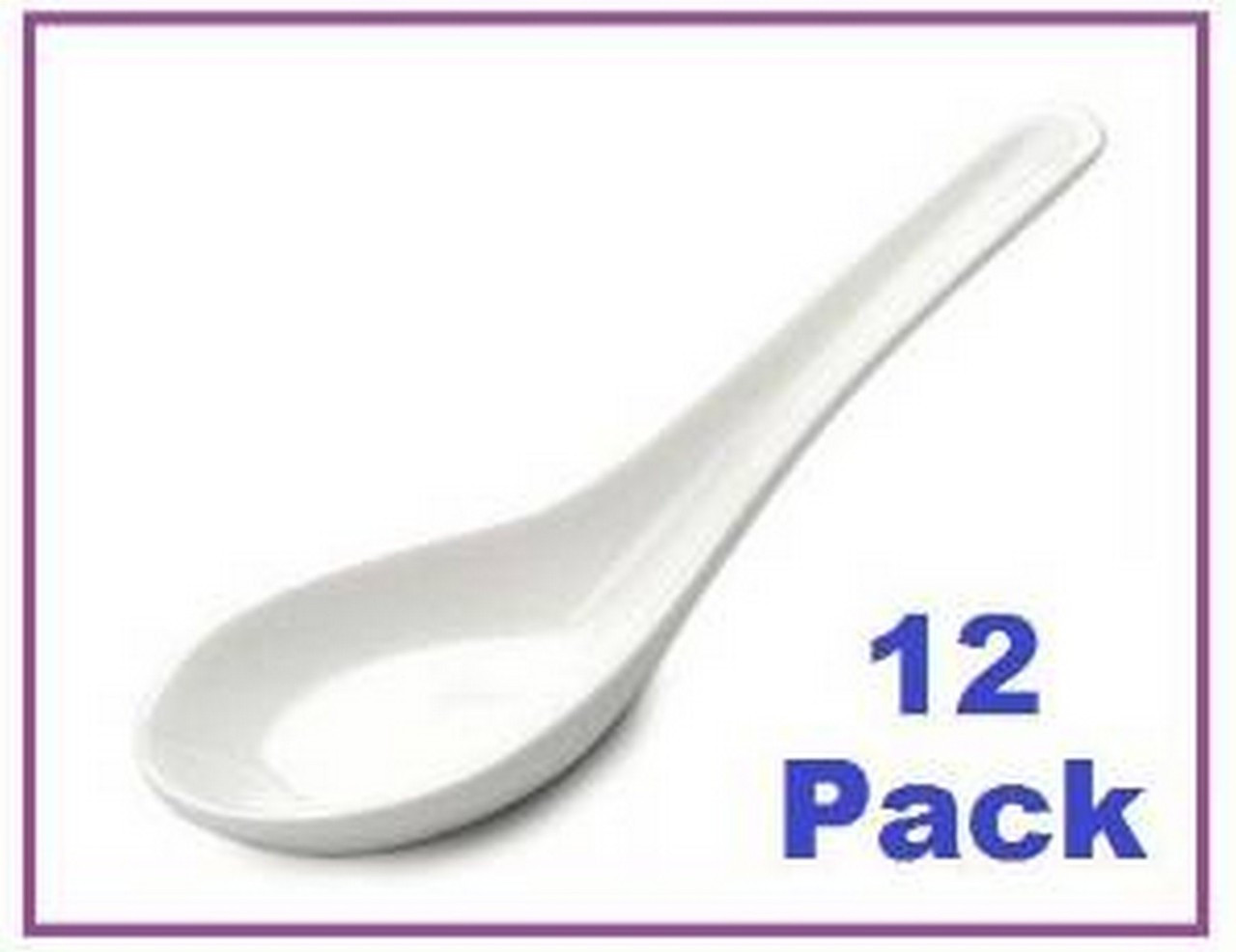 Set of 12 Plastic Soup Spoons Asian Japanese Chinese Wonton Spoons Soba