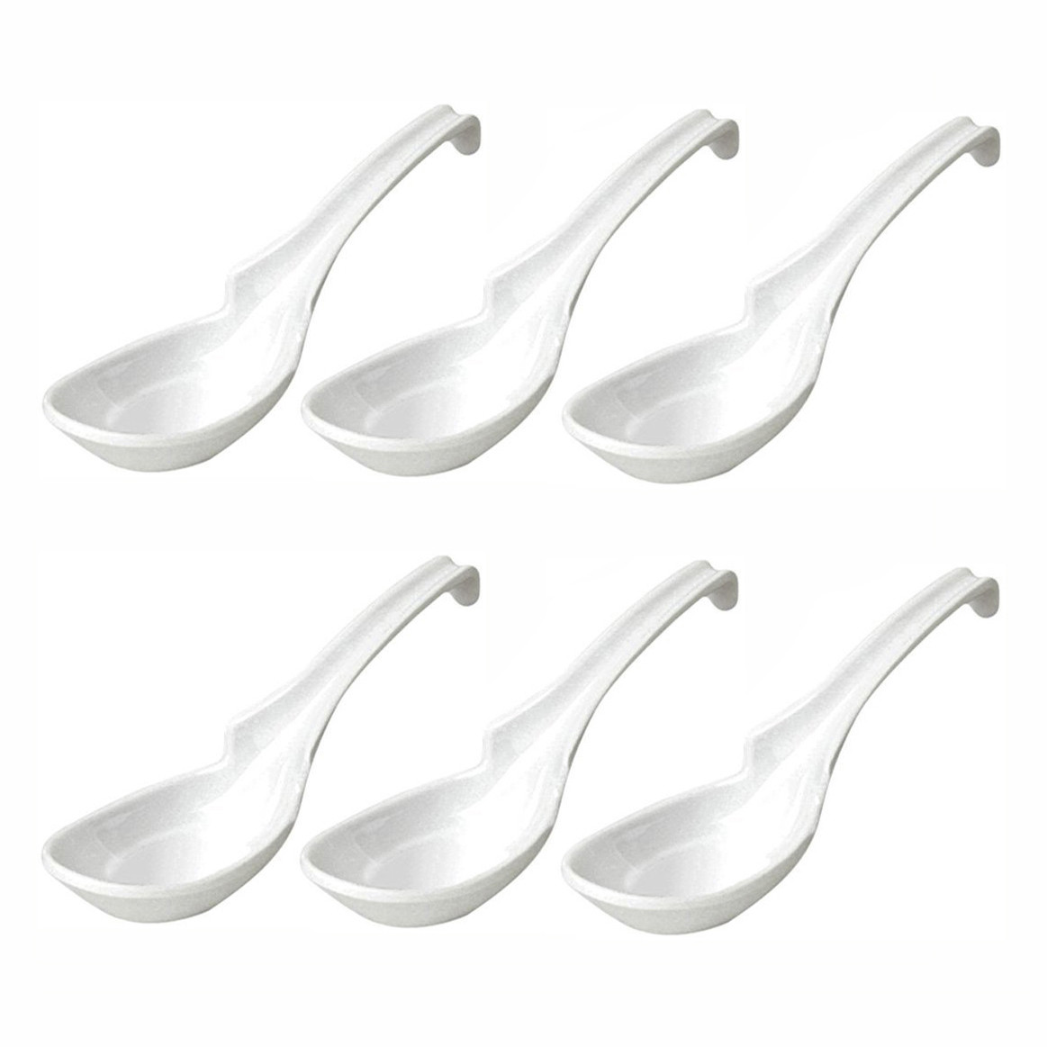 Set of 6 Chinese Soup Spoons Asian Korean Japanese Wonton Soba Rice Pho  Ramen Noodle Spoon Notch and Hook Ladle Style Spoons, White - Japan Bargain  Inc