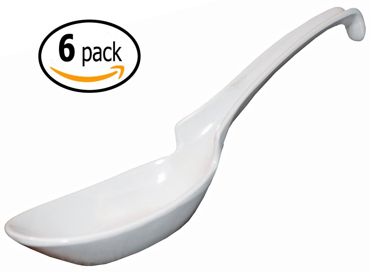 6x White Asian/Chinese Melamine Ladle Soup Spoons - Japan Bargain Inc