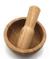 Bamboo Wooden Mortar and Pestle Set Manual Spice Nuts Grinder Herbal Crusher Surabachi with Pestle, 5-inch