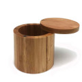 Set of 3 Bamboo Salt Box Spice Storage Container With Magnetic Lid