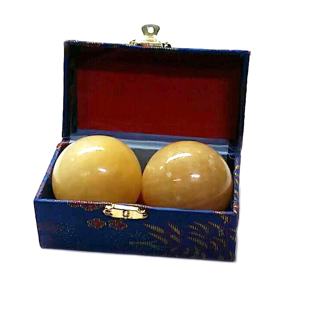 Addune White Baoding Balls Health Exercise Stress Hand Balls Marble Natural Stone Balls Gift Collection for Key Puncher Relax Finger 
