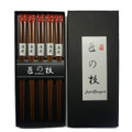 Bamboo Chopsticks Reusable Japanese Chinese Korean Wood Chop Sticks Hair Sticks 5 Pair Gift Boxed Set Dishwasher Safe, 9 inch (Red-Sakura)
