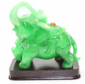 Chinese Feng Shui Green Jade Resin Elephant Statue Figurine