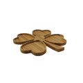 Four Grids Romantic Wedding Heart Shaped Leave Design Bamboo Fruit Snack Serving Tray Plate Appetizer Section Platter