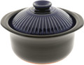 Black Earthenware Rice Cooker with Matte and Cobalt Blue Spoke