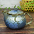 Kutani Yaki(ware) Japanese Teapot Silver Leaf (with tea strainer)