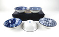 Japanese Porcelain Dessert Bowls Gift Set,Traditional Japanese Inspired Pattern Snack Bowls, Blue Color Soy Salad Bowls, Set of 5, Made in Japan